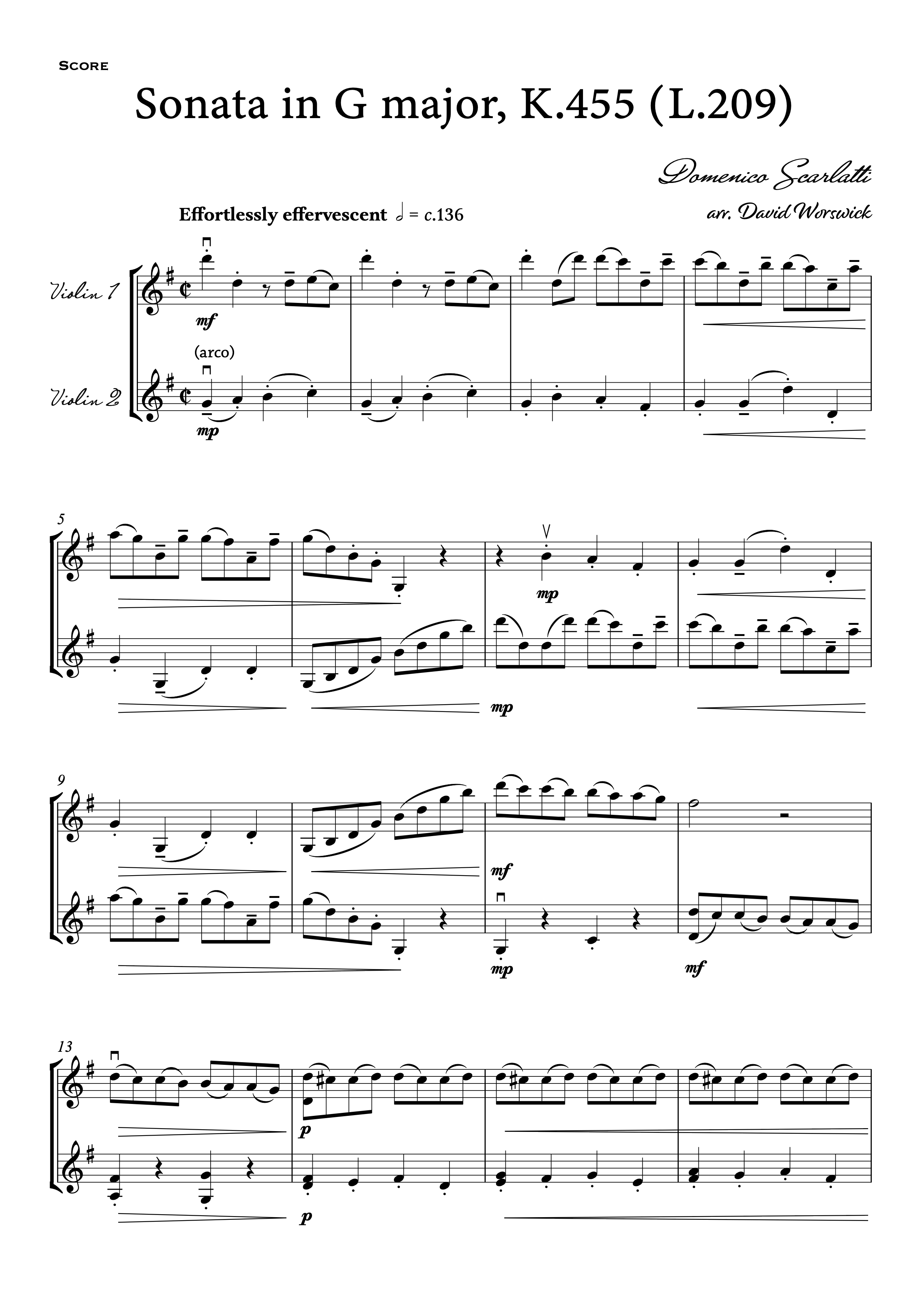 Scarlatti - Sonata in G major, K.455 (L.209) — David Worswick Scarlatti - Sonata in G major, K.455 (L.209) — David Worswick